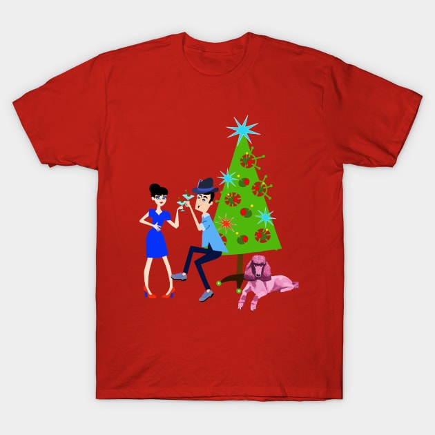 Martini Christmas T-Shirt by Lynndarakos